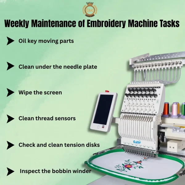 Weekly Maintenance of Embroidery Machine Tasks
