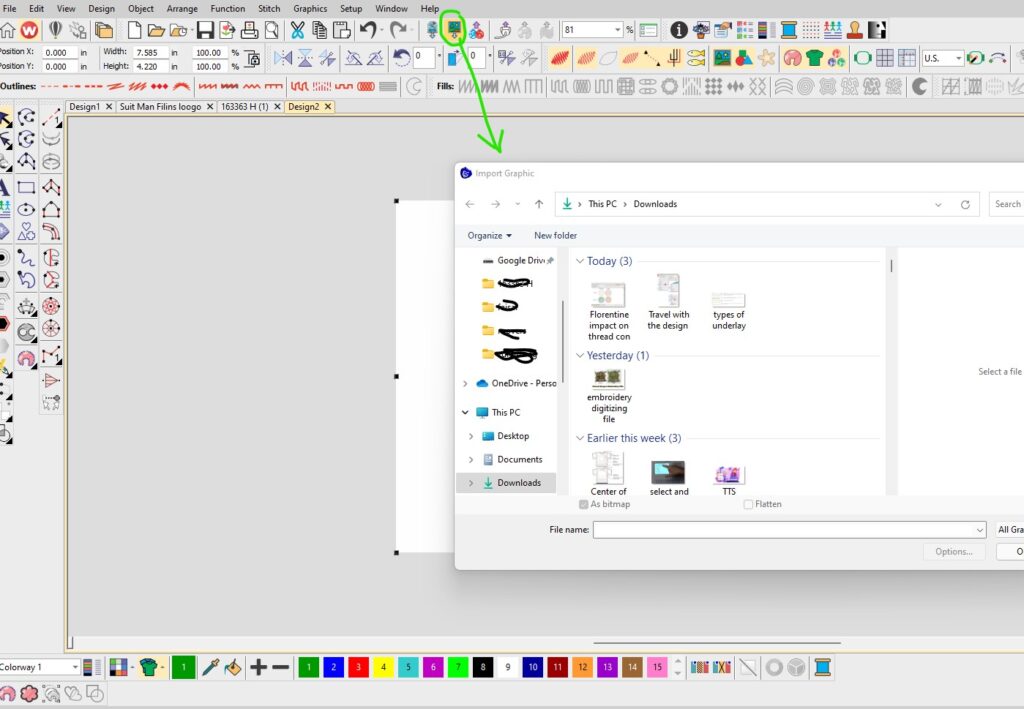 Upload the image file into the program