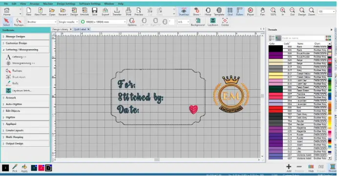 Come ricamare un'etichetta per quilt diEsercitazione completahetta della trapunta Create or edit your own quilt label embroidery design