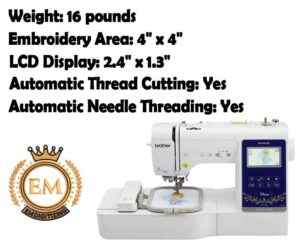 Brother NS1750D Embroidery Machine Specifications