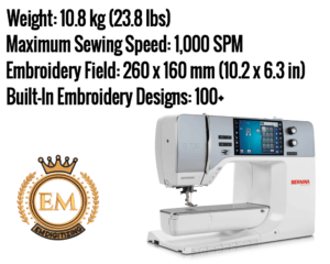Bernina 735 Sewing & Advanced Embroidery Machine Specifications