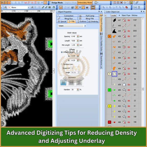 Advanced Digitizing Tips for Reducing Density and Adjusting Underlay