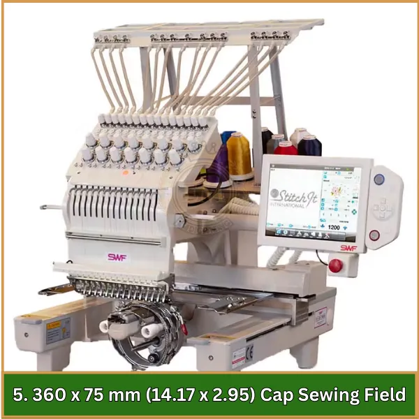 360 x 75 mm (14.17 x 2.95) Cap Sewing Field