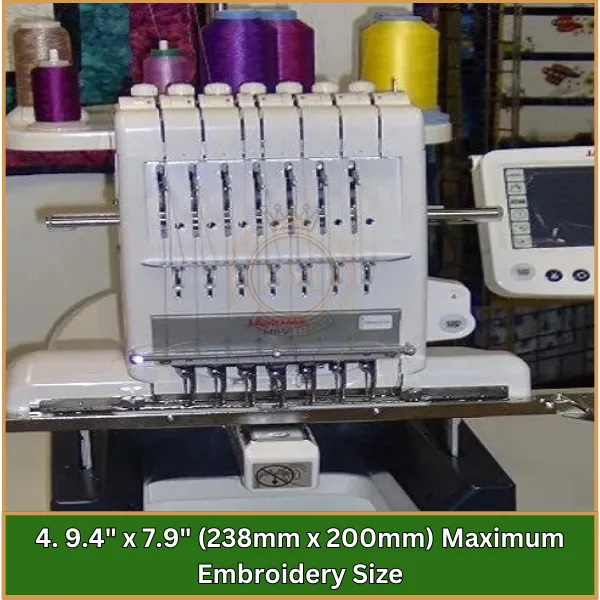 9.4 x 7.9 (238mm x 200mm) Maximum Embroidery Size