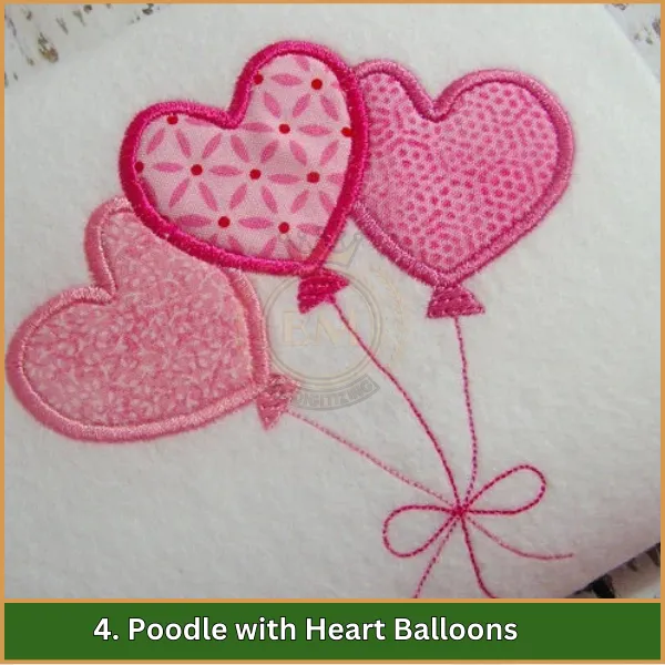 Poodle with Heart Balloons