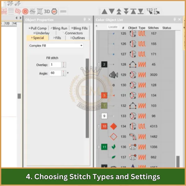 Choosing Stitch Types and Settings - How To Digitize Large Embroidery Designs With Applique?