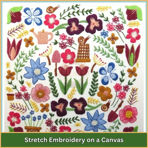 How to Display Embroidery in Your Home – 7 Fun & Simple Ideas 6 Stretch Embroidery on a Canvas